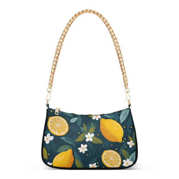 FORMRS Womens Shoulder Bag with Chain Strap Clutch Purse Cute Tote Handbag, Green Lemons