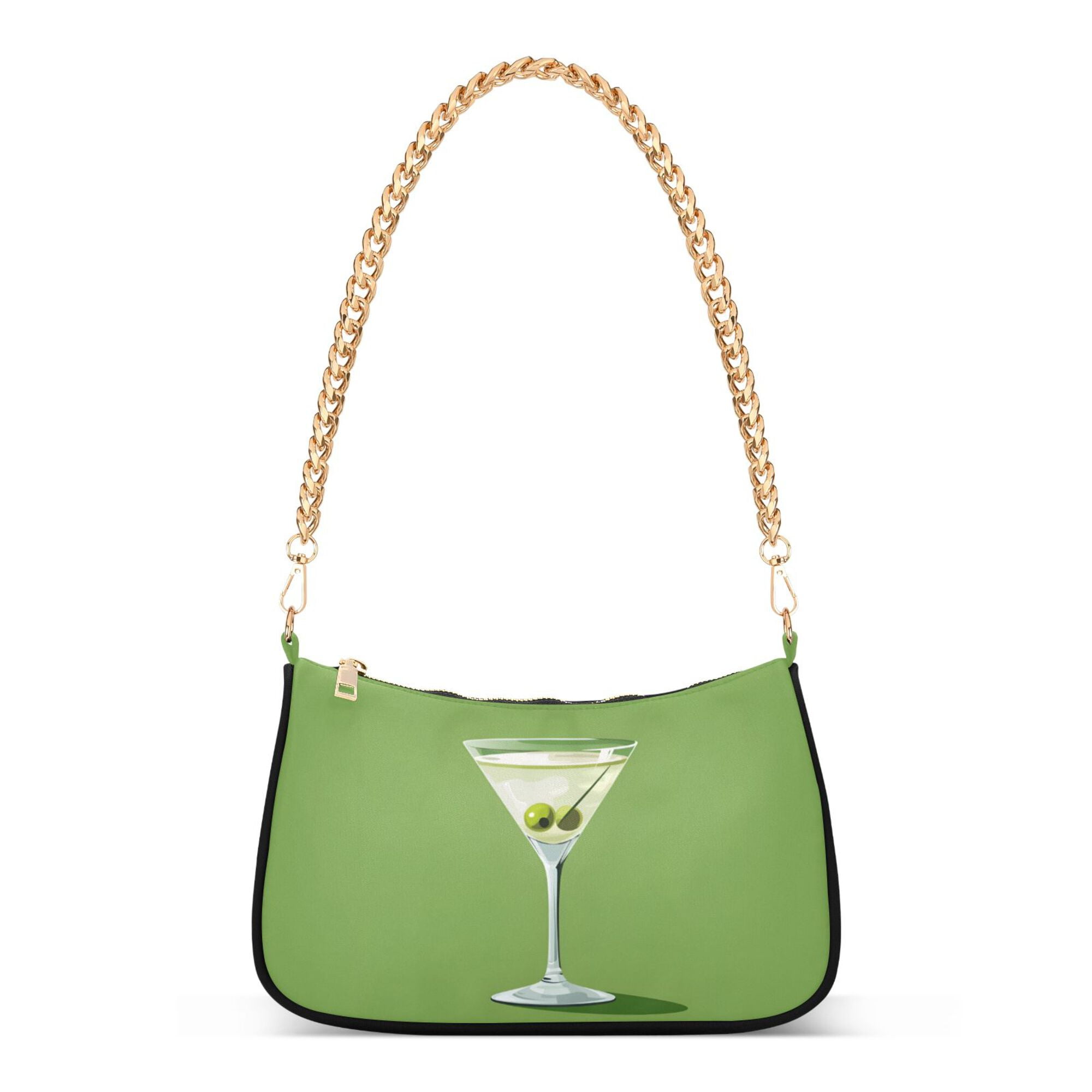 FORMRS Womens Shoulder Bag with Chain Strap Clutch Purse Cute Tote Handbag, Green Martini Glass