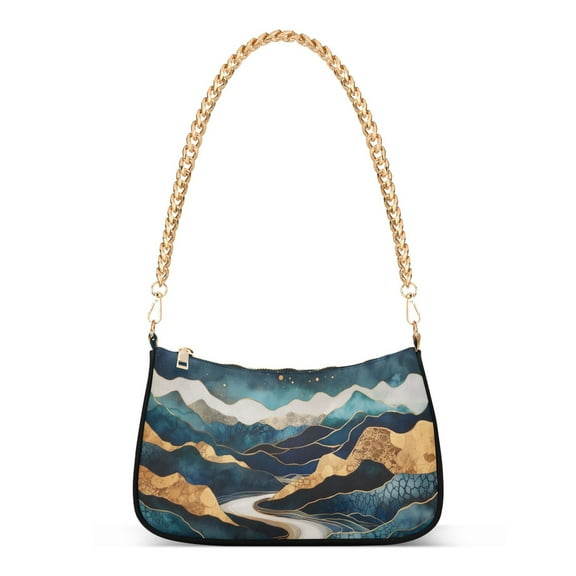 FORMRS Womens Shoulder Bag with Chain Strap Clutch Purse Cute Tote Handbag, Green Mountains