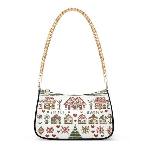 FORMRS Womens Shoulder Bag with Chain Strap Clutch Purse Cute Tote Handbag, Green Nordic Christmas House