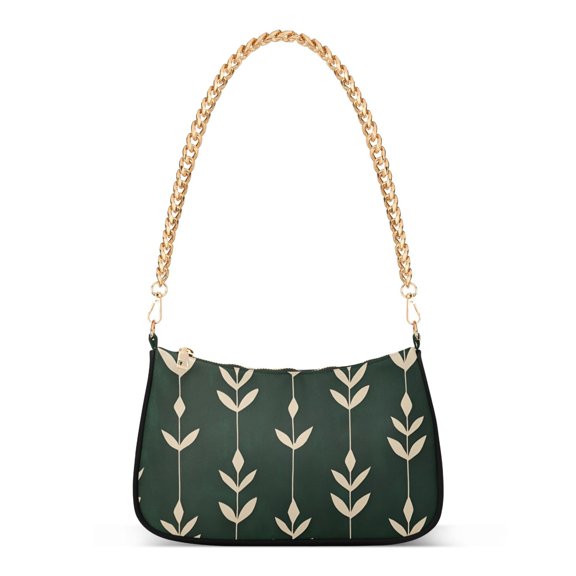 FORMRS Womens Shoulder Bag with Chain Strap Clutch Purse Cute Tote Handbag, Green Plants