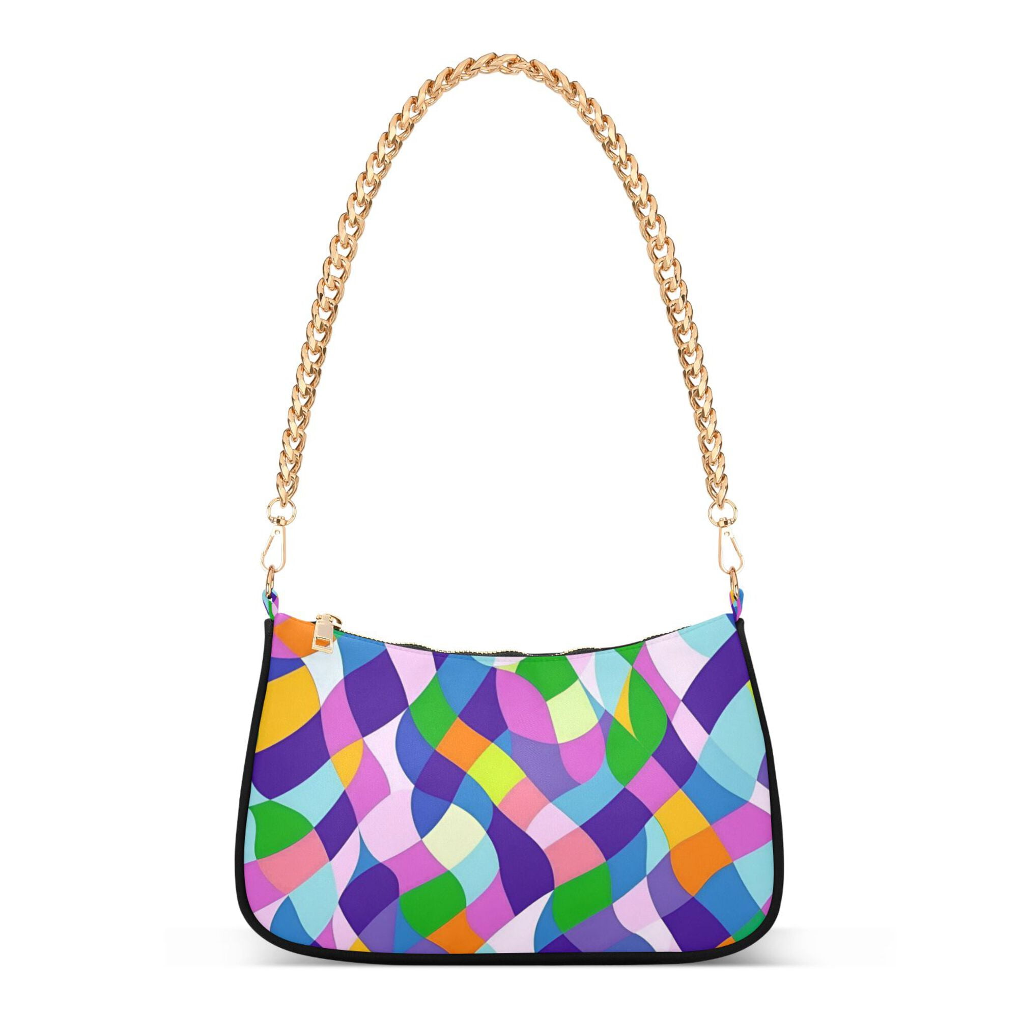 FORMRS Womens Shoulder Bag with Chain Strap Clutch Purse Cute Tote Handbag, Green Wavy Plaid