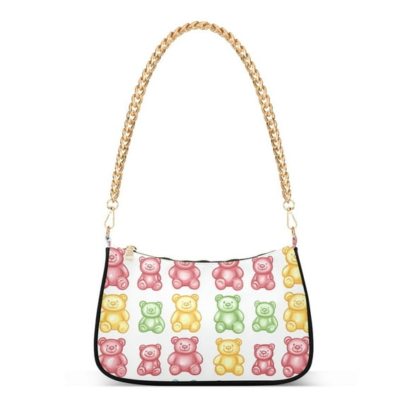 FORMRS Womens Shoulder Bag with Chain Strap Clutch Purse Cute Tote Handbag, Gummy Bear Pattern