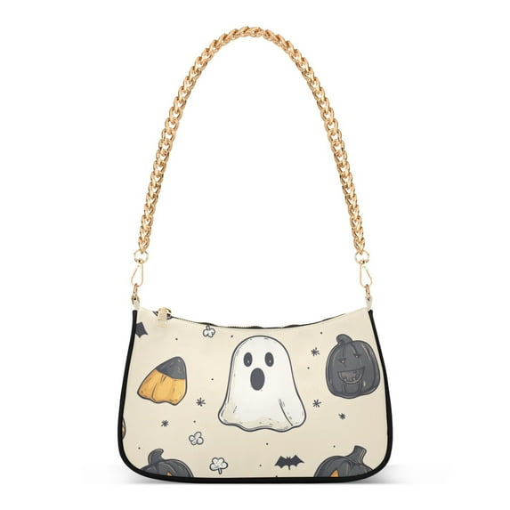FORMRS Womens Shoulder Bag with Chain Strap Clutch Purse Cute Tote Handbag, Halloween Black Pumpkins