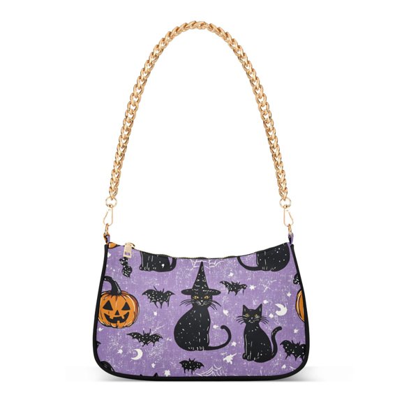 FORMRS Womens Shoulder Bag with Chain Strap Clutch Purse Cute Tote Handbag, Halloween Cats