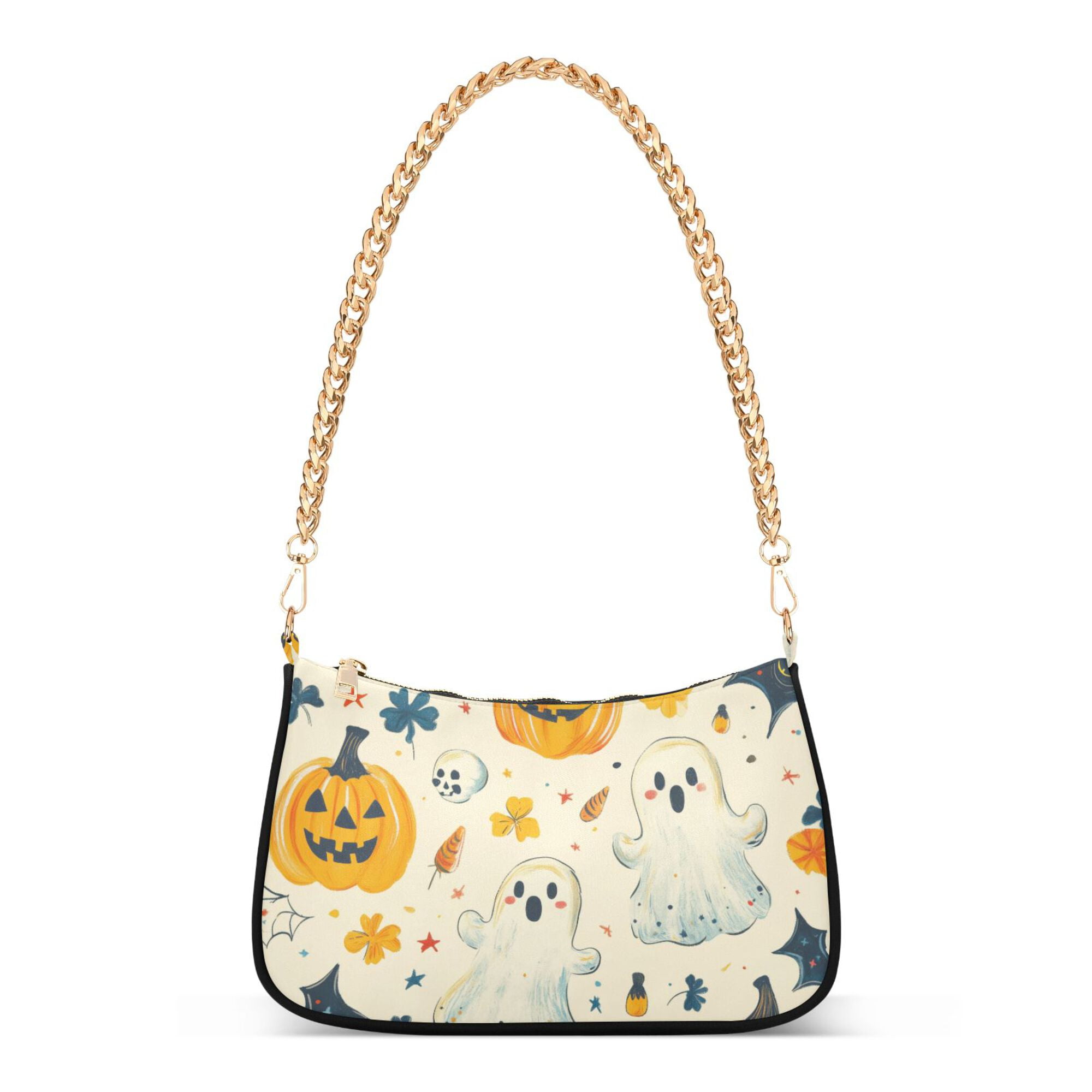 FORMRS Womens Shoulder Bag with Chain Strap Clutch Purse Cute Tote Handbag, Halloween Cute Ghosts