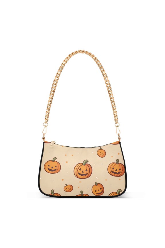 Womens Shoulder Bag with Chain Strap Clutch Purse Cute Tote Handbag, Halloween Pumpkins Pattern