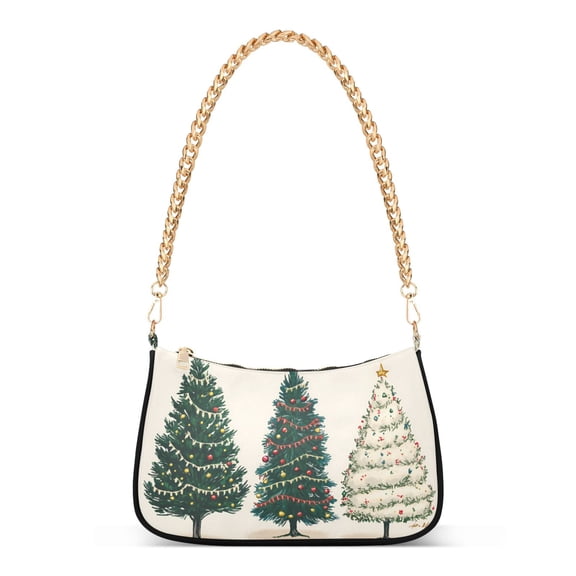 FORMRS Womens Shoulder Bag with Chain Strap Clutch Purse Cute Tote Handbag, Hand Drawn Christmas