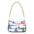 thumbnail image 1 of FORMRS Womens Shoulder Bag with Chain Strap Clutch Purse Cute Tote Handbag, Hand Drawn Sailboats, 1 of 7