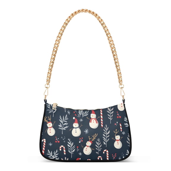 FORMRS Womens Shoulder Bag with Chain Strap Clutch Purse Cute Tote Handbag, Jolly Snowman