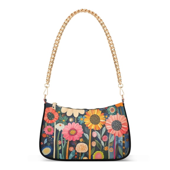 FORMRS Womens Shoulder Bag with Chain Strap Clutch Purse Cute Tote Handbag, Large Colorful Flowers