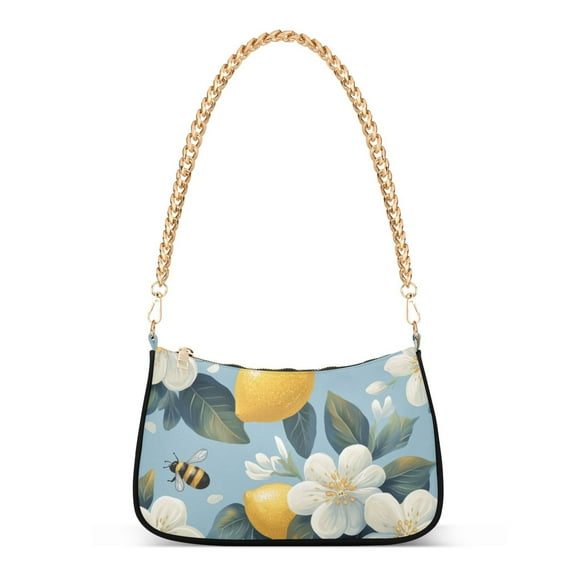 FORMRS Womens Shoulder Bag with Chain Strap Clutch Purse Cute Tote Handbag, Lemon Pattern