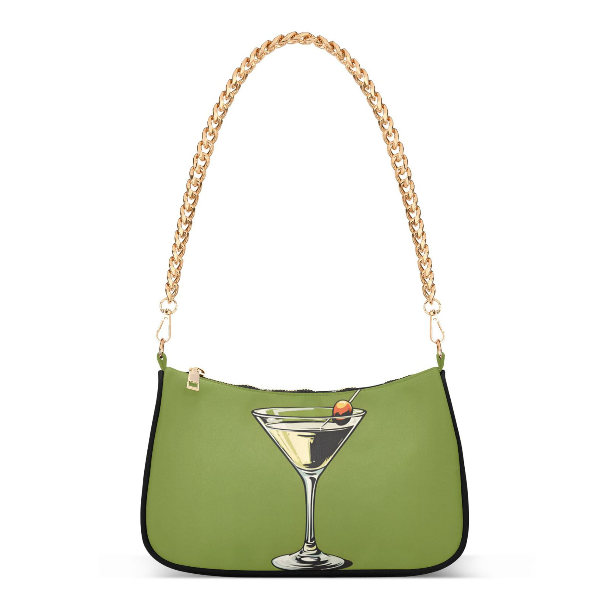 FORMRS Womens Shoulder Bag with Chain Strap Clutch Purse Cute Tote Handbag, Light Black Martini