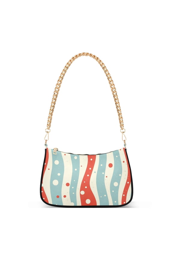 Womens Shoulder Bag with Chain Strap Clutch Purse Cute Tote Handbag, Light Blue Pattern