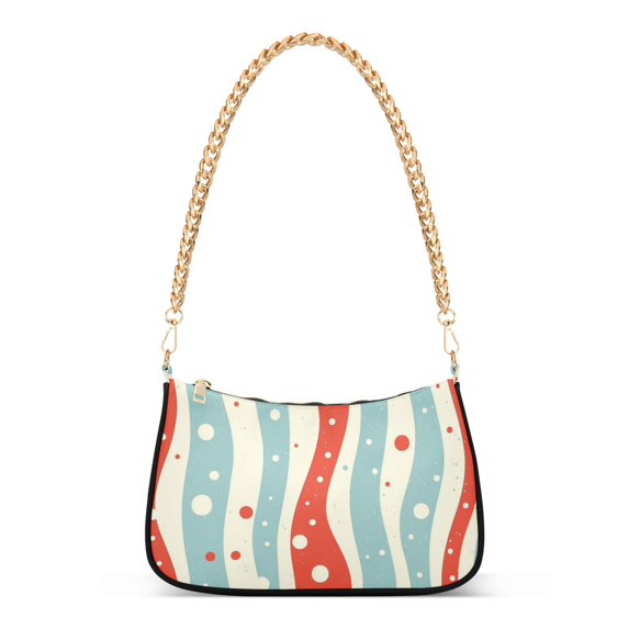 FORMRS Womens Shoulder Bag with Chain Strap Clutch Purse Cute Tote Handbag, Light Blue Pattern