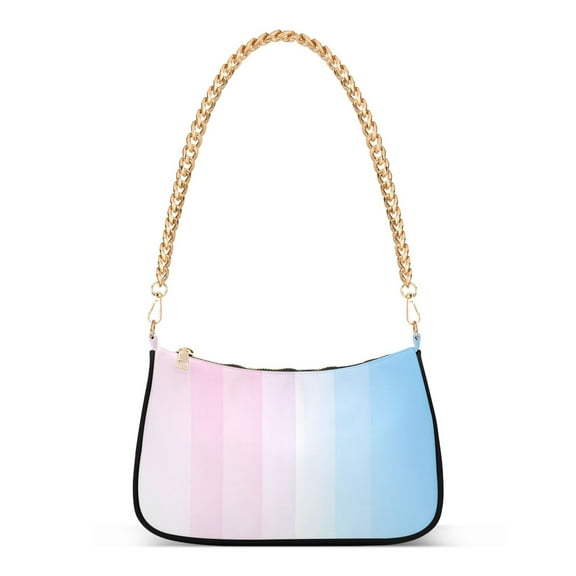 FORMRS Womens Shoulder Bag with Chain Strap Clutch Purse Cute Tote Handbag, Light Blue Stripes