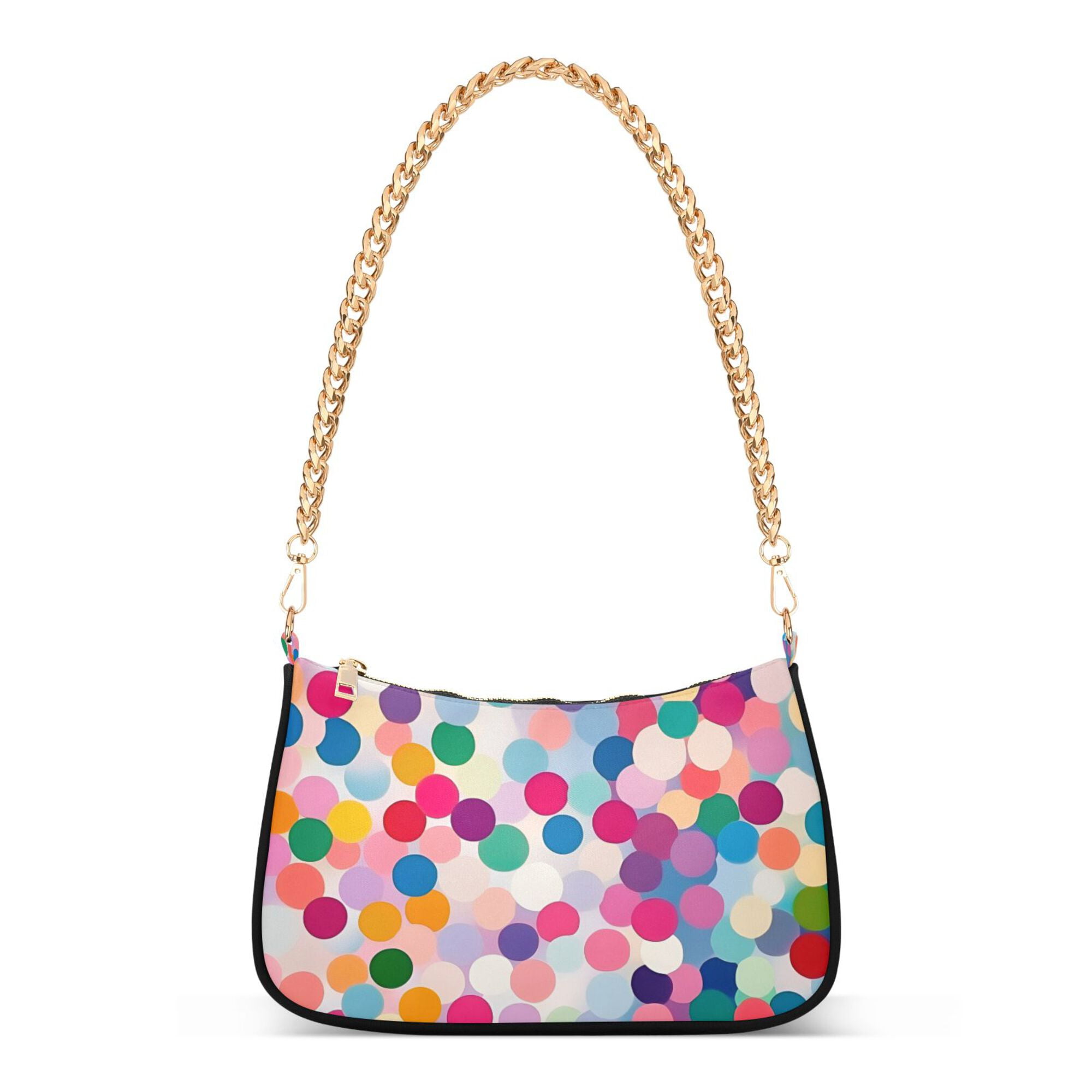 FORMRS Womens Shoulder Bag with Chain Strap Clutch Purse Cute Tote Handbag, Light Colorful Circles
