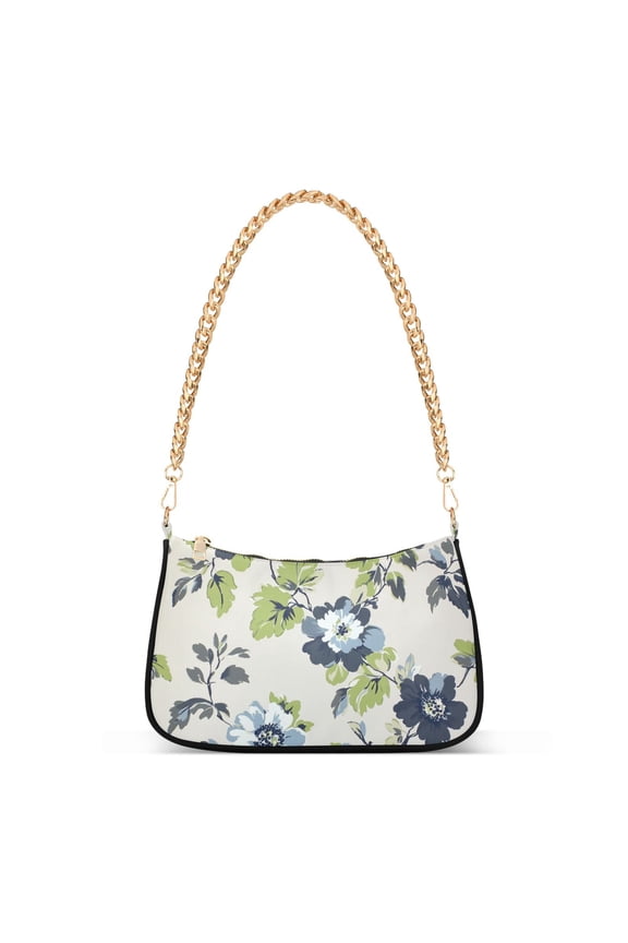Womens Shoulder Bag with Chain Strap Clutch Purse Cute Tote Handbag, Light Floral Pattern