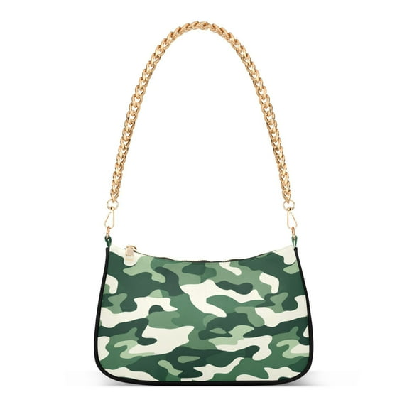 FORMRS Womens Shoulder Bag with Chain Strap Clutch Purse Cute Tote Handbag, Light Green Camouflage Design