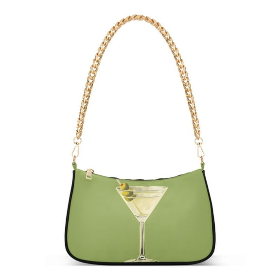 FORMRS Womens Shoulder Bag with Chain Strap Clutch Purse Cute Tote Handbag, Martini with Olive