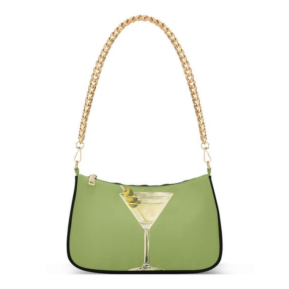 FORMRS Womens Shoulder Bag with Chain Strap Clutch Purse Cute Tote Handbag, Martini with Olive