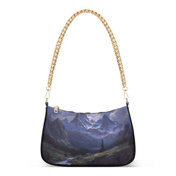FORMRS Womens Shoulder Bag with Chain Strap Clutch Purse Cute Tote Handbag, Moonlight Mountain