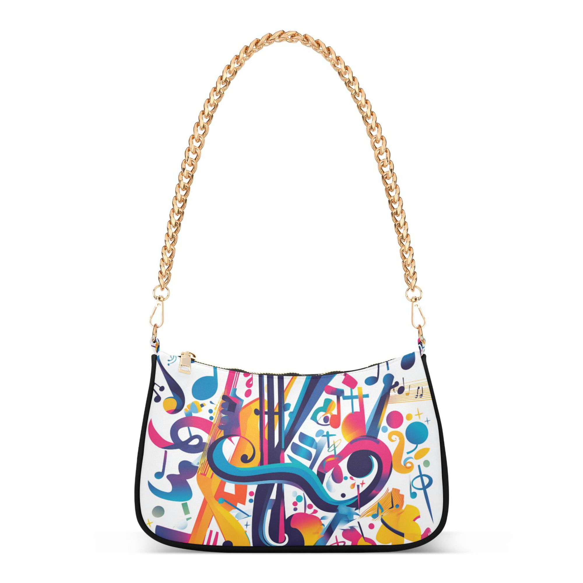 FORMRS Womens Shoulder Bag with Chain Strap Clutch Purse Cute Tote Handbag, Musical Pattern