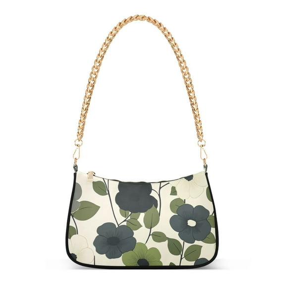 FORMRS Womens Shoulder Bag with Chain Strap Clutch Purse Cute Tote Handbag, Navy Flower