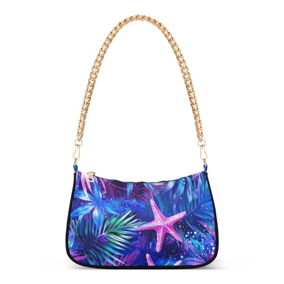 FORMRS Womens Shoulder Bag with Chain Strap Clutch Purse Cute Tote Handbag, Neon Pink Starfish