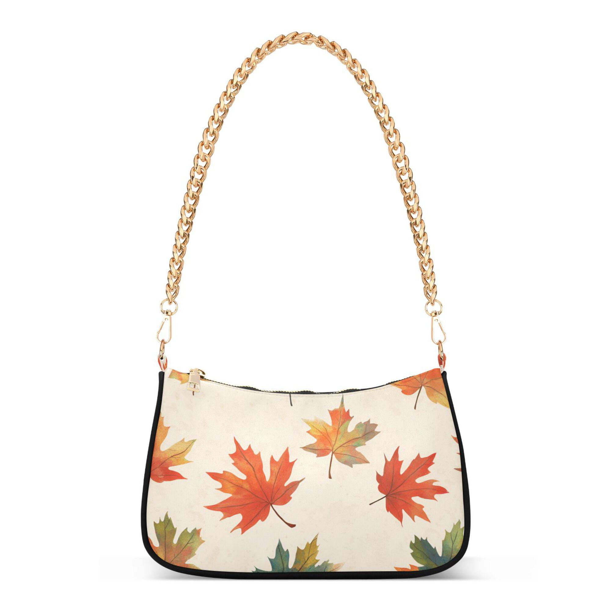 FORMRS Womens Shoulder Bag with Chain Strap Clutch Purse Cute Tote Handbag, Orange Autumn Leaves