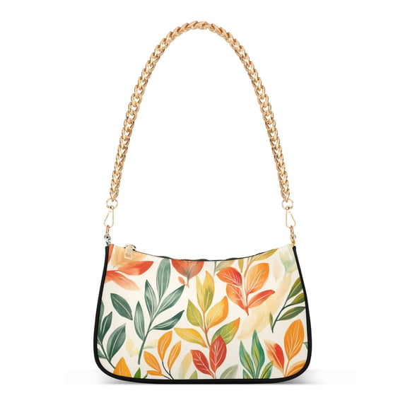 FORMRS Womens Shoulder Bag with Chain Strap Clutch Purse Cute Tote Handbag, Orange Autumn Leaves