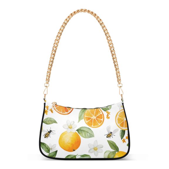 FORMRS Womens Shoulder Bag with Chain Strap Clutch Purse Cute Tote Handbag, Orange Bees