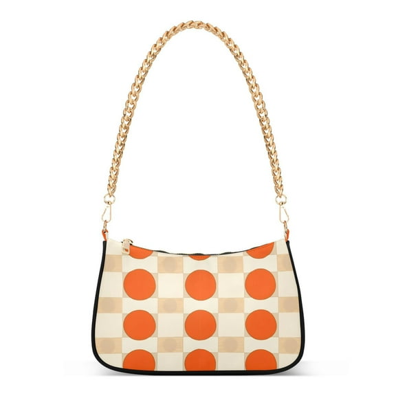 FORMRS Womens Shoulder Bag with Chain Strap Clutch Purse Cute Tote Handbag, Orange Geometric Circles