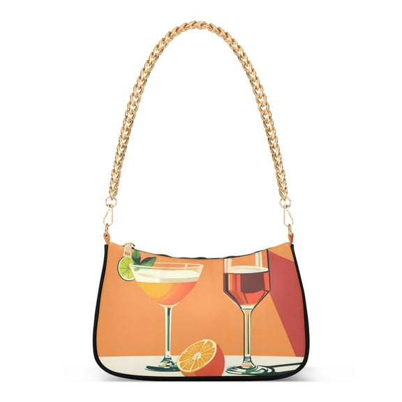 FORMRS Womens Shoulder Bag with Chain Strap Clutch Purse Cute Tote Handbag, Orange Glasses