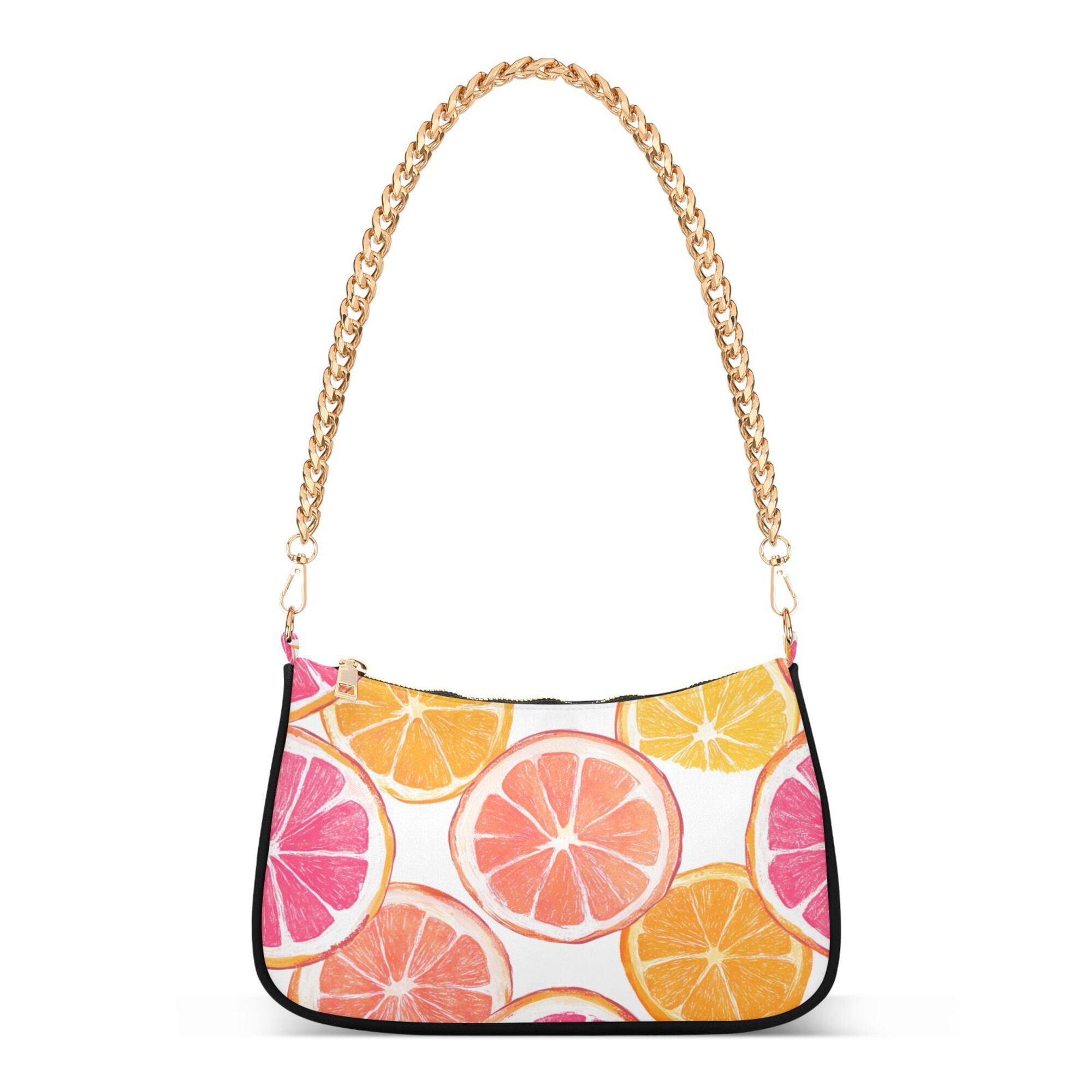 FORMRS Womens Shoulder Bag with Chain Strap Clutch Purse Cute Tote Handbag, Orange Grapefruit Slices