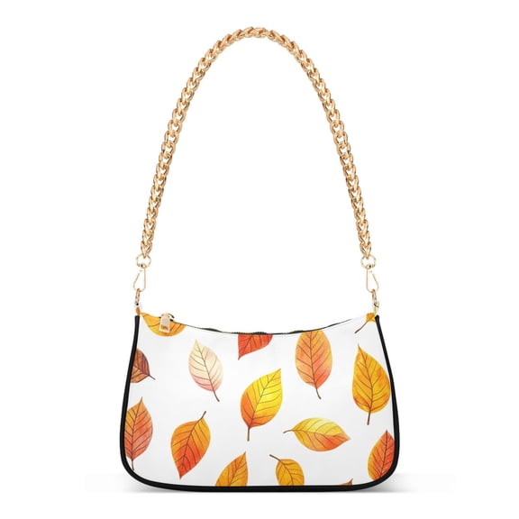 FORMRS Womens Shoulder Bag with Chain Strap Clutch Purse Cute Tote Handbag, Orange Leaves