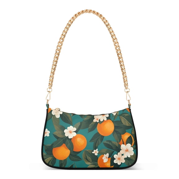 FORMRS Womens Shoulder Bag with Chain Strap Clutch Purse Cute Tote Handbag, Orange Leaves