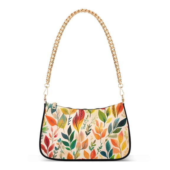 FORMRS Womens Shoulder Bag with Chain Strap Clutch Purse Cute Tote Handbag, Orange Leaves