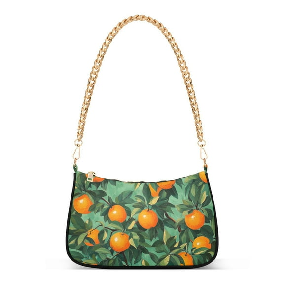 FORMRS Womens Shoulder Bag with Chain Strap Clutch Purse Cute Tote Handbag, Orange Tree Pattern