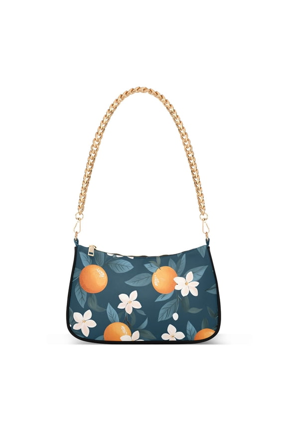 Womens Shoulder Bag with Chain Strap Clutch Purse Cute Tote Handbag, Oranges Pattern
