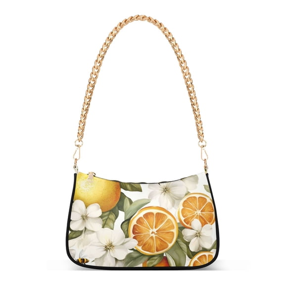 FORMRS Womens Shoulder Bag with Chain Strap Clutch Purse Cute Tote Handbag, Oranges Watercolor