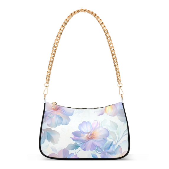 FORMRS Womens Shoulder Bag with Chain Strap Clutch Purse Cute Tote Handbag, Pastel Flower Pattern