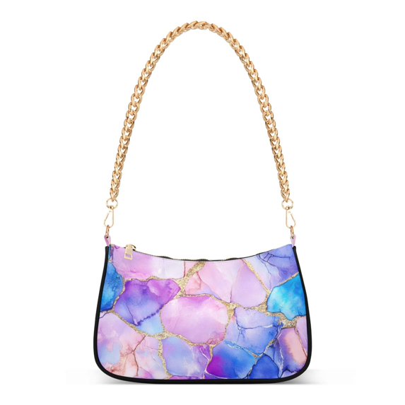 FORMRS Womens Shoulder Bag with Chain Strap Clutch Purse Cute Tote Handbag, Pastel Pink Marble Pattern
