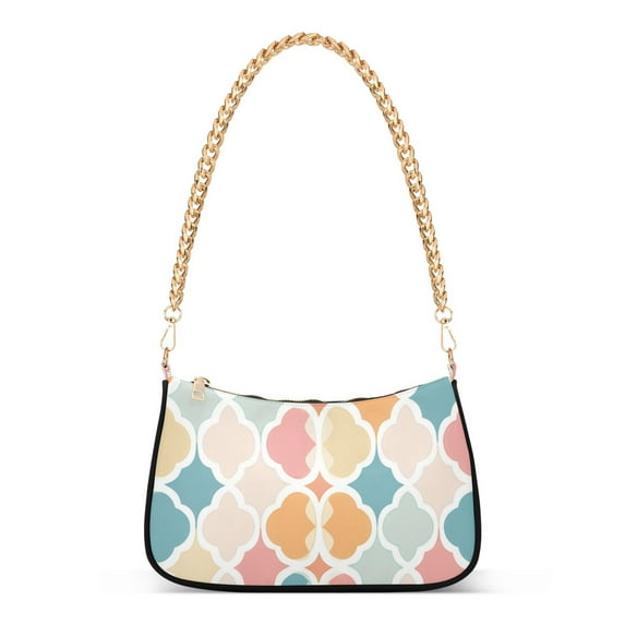 FORMRS Womens Shoulder Bag with Chain Strap Clutch Purse Cute Tote Handbag, Pink Abstract Pattern