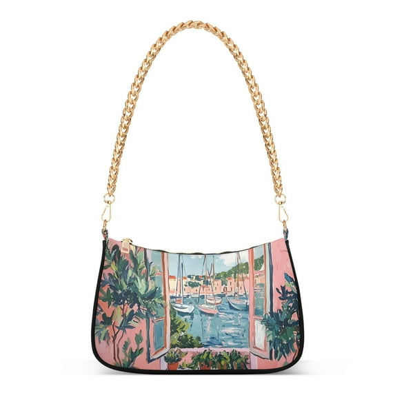 FORMRS Womens Shoulder Bag with Chain Strap Clutch Purse Cute Tote Handbag, Pink Boat