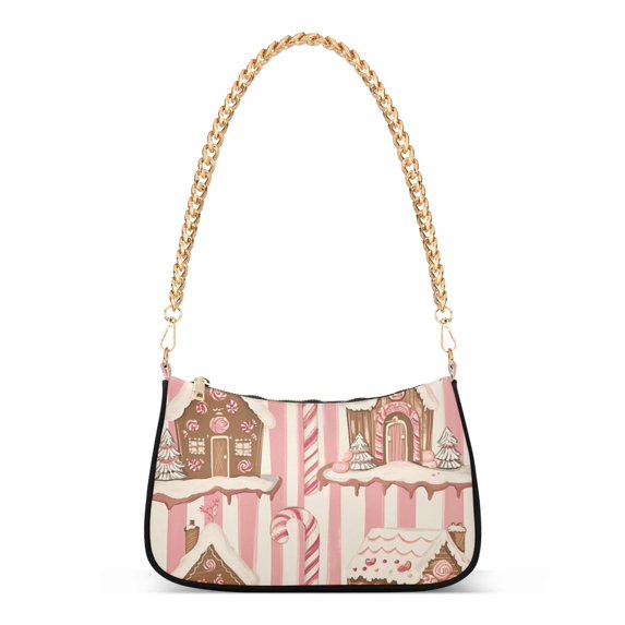 FORMRS Womens Shoulder Bag with Chain Strap Clutch Purse Cute Tote Handbag, Pink Candy House