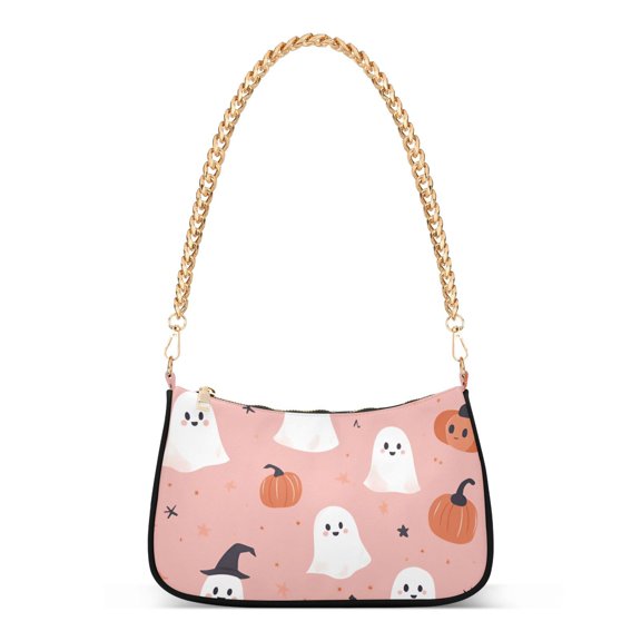 FORMRS Womens Shoulder Bag with Chain Strap Clutch Purse Cute Tote Handbag, Pink Cartoon Halloween