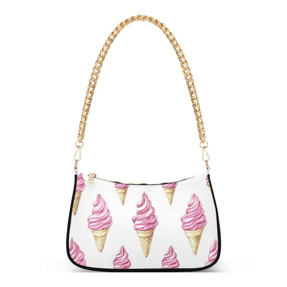 FORMRS Womens Shoulder Bag with Chain Strap Clutch Purse Cute Tote Handbag, Pink Cartoon Ice Cream