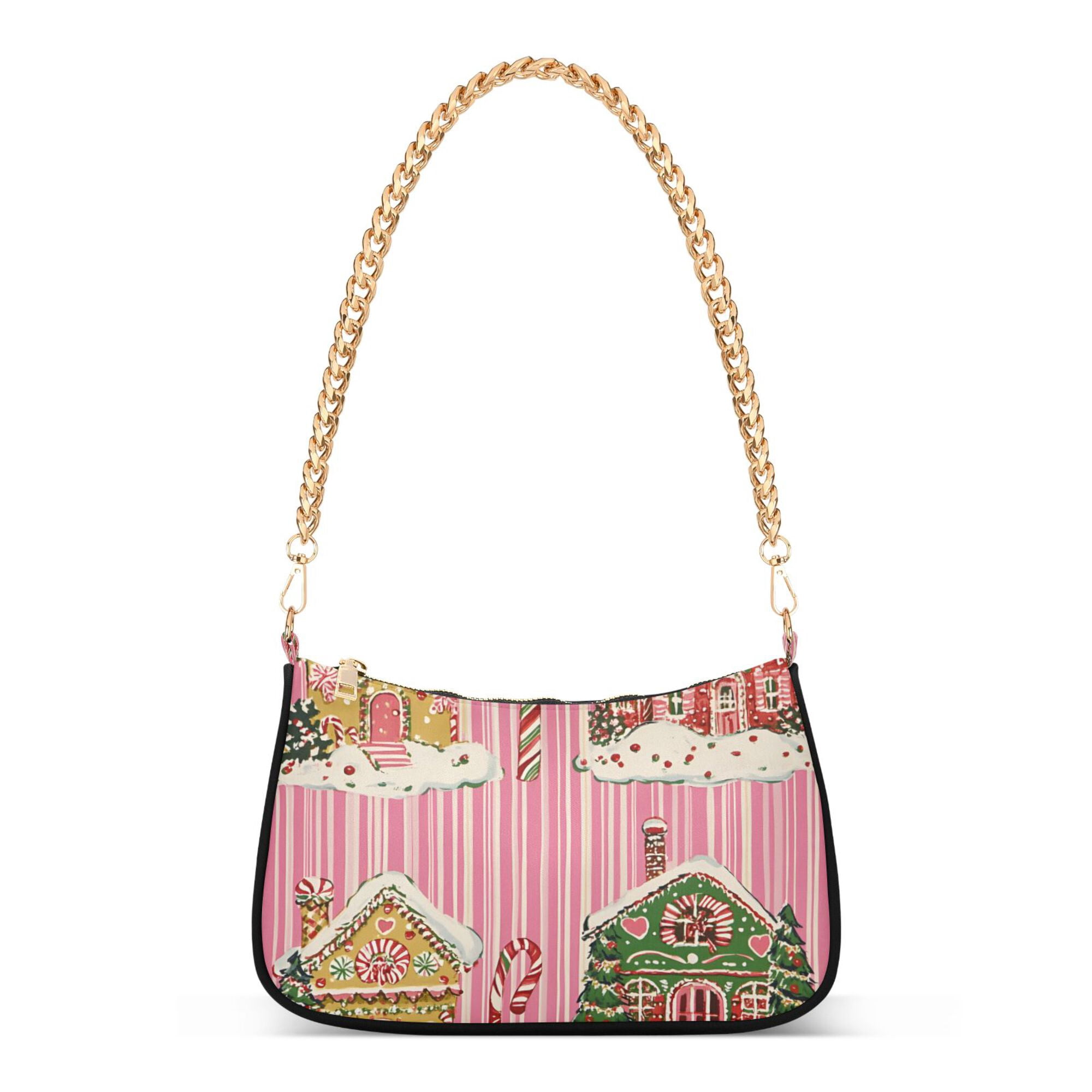 FORMRS Womens Shoulder Bag with Chain Strap Clutch Purse Cute Tote Handbag, Pink Christmas House
