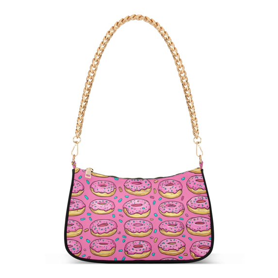FORMRS Womens Shoulder Bag with Chain Strap Clutch Purse Cute Tote Handbag, Pink Doughnuts